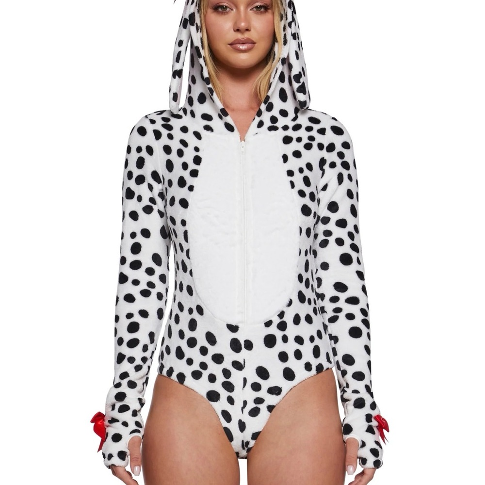 Dolls Kill Dalmatian Costume Bodysuit with accessories